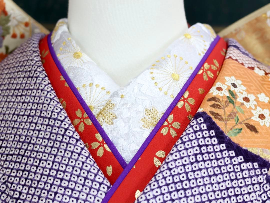 振袖セット 紫 絞り 芍薬