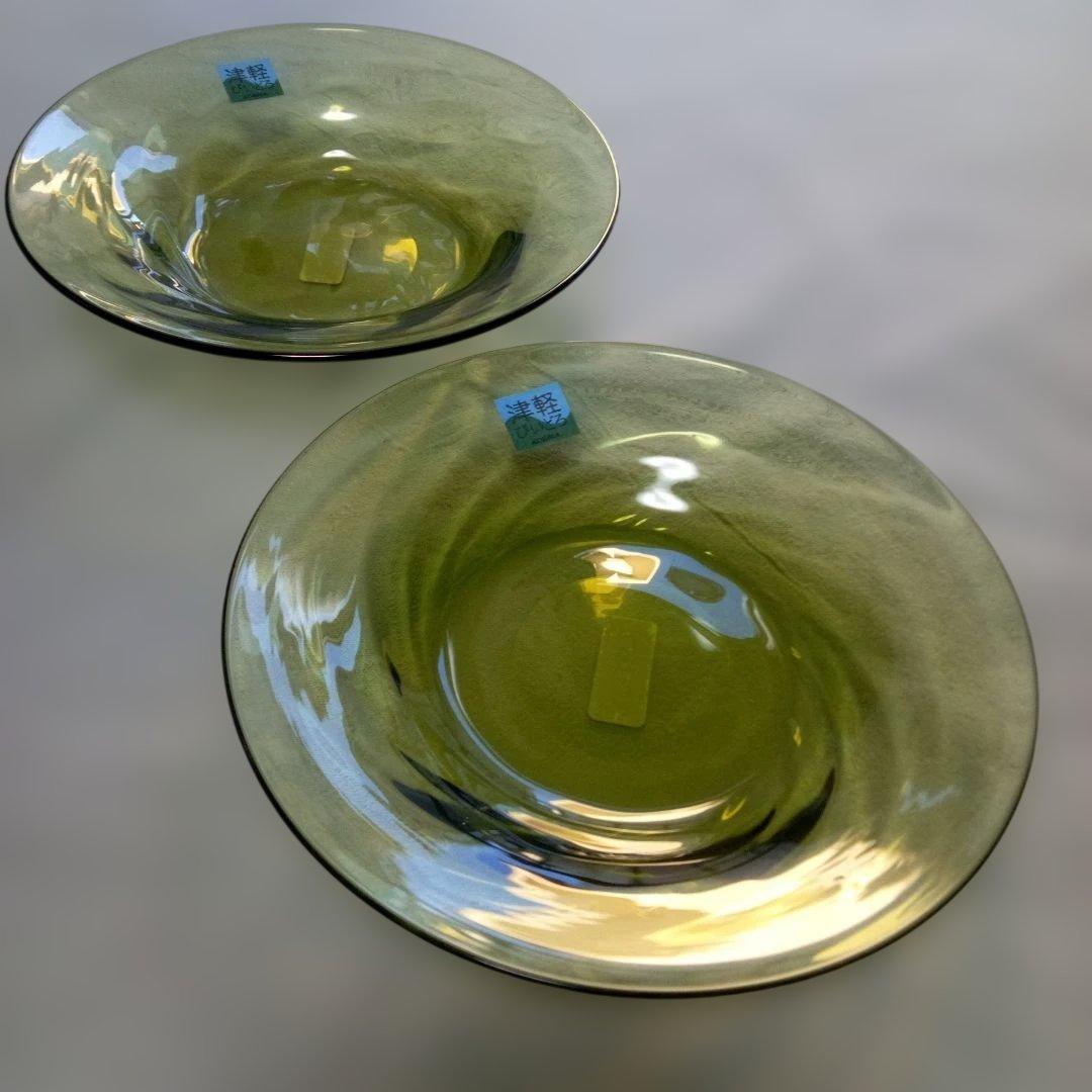 ☆新品☆　カメイガラス　津軽びいどろ　七里長浜　プレート(２種)　２枚セット