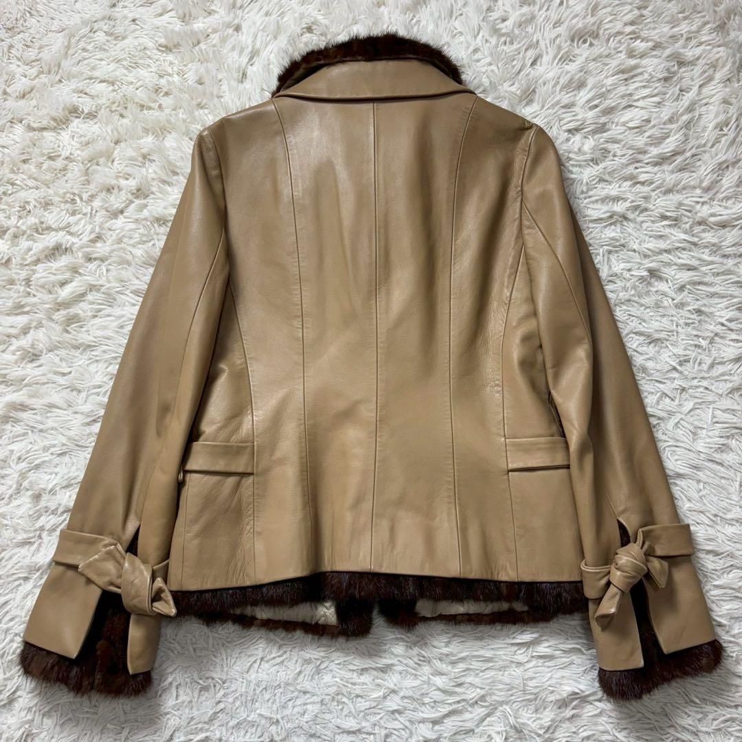 インゲボルグ　レザージャケット　ミンクファー　ライナー付き　リボン