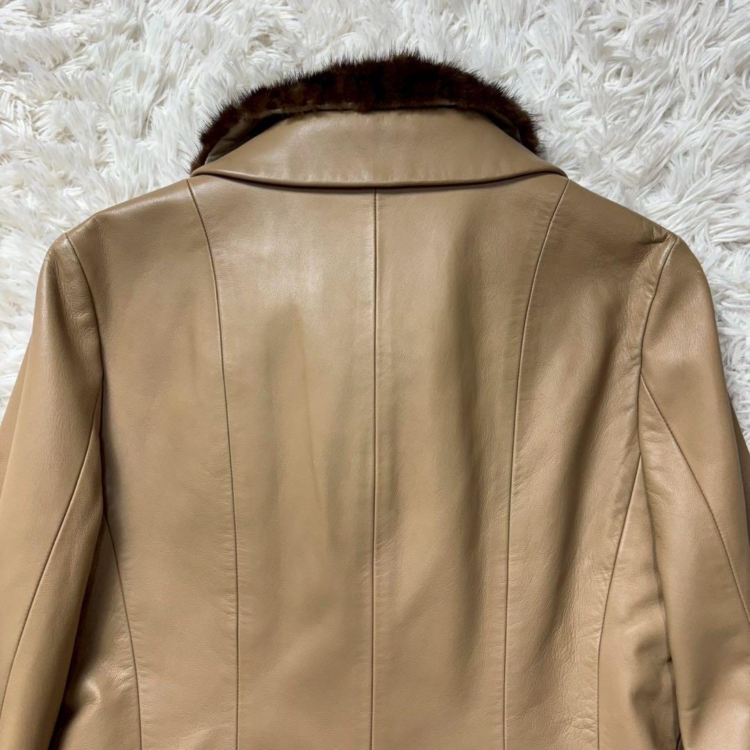 インゲボルグ　レザージャケット　ミンクファー　ライナー付き　リボン