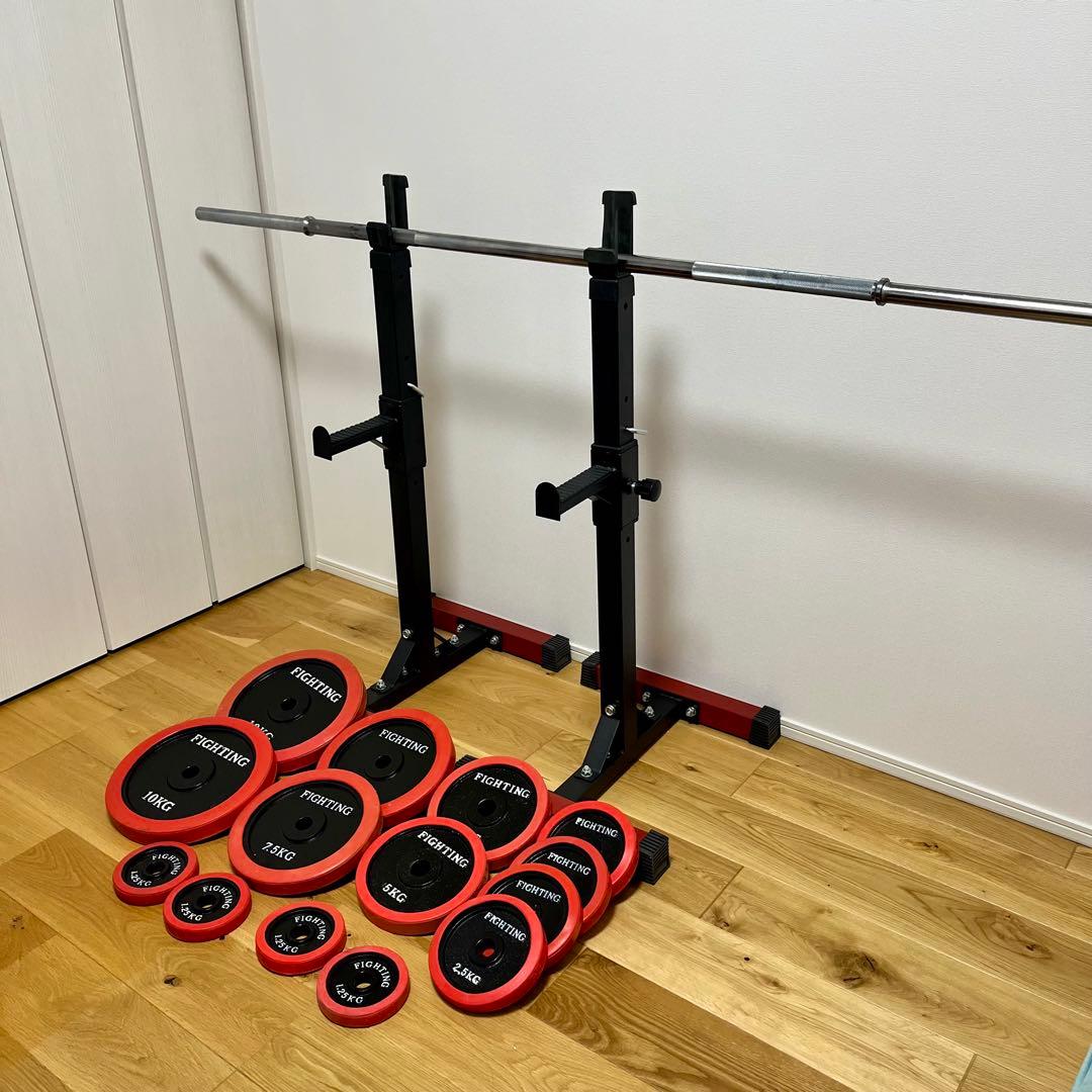 Grong バーベルスタンド/バーベル/プレート 一式セット 【送料込み】