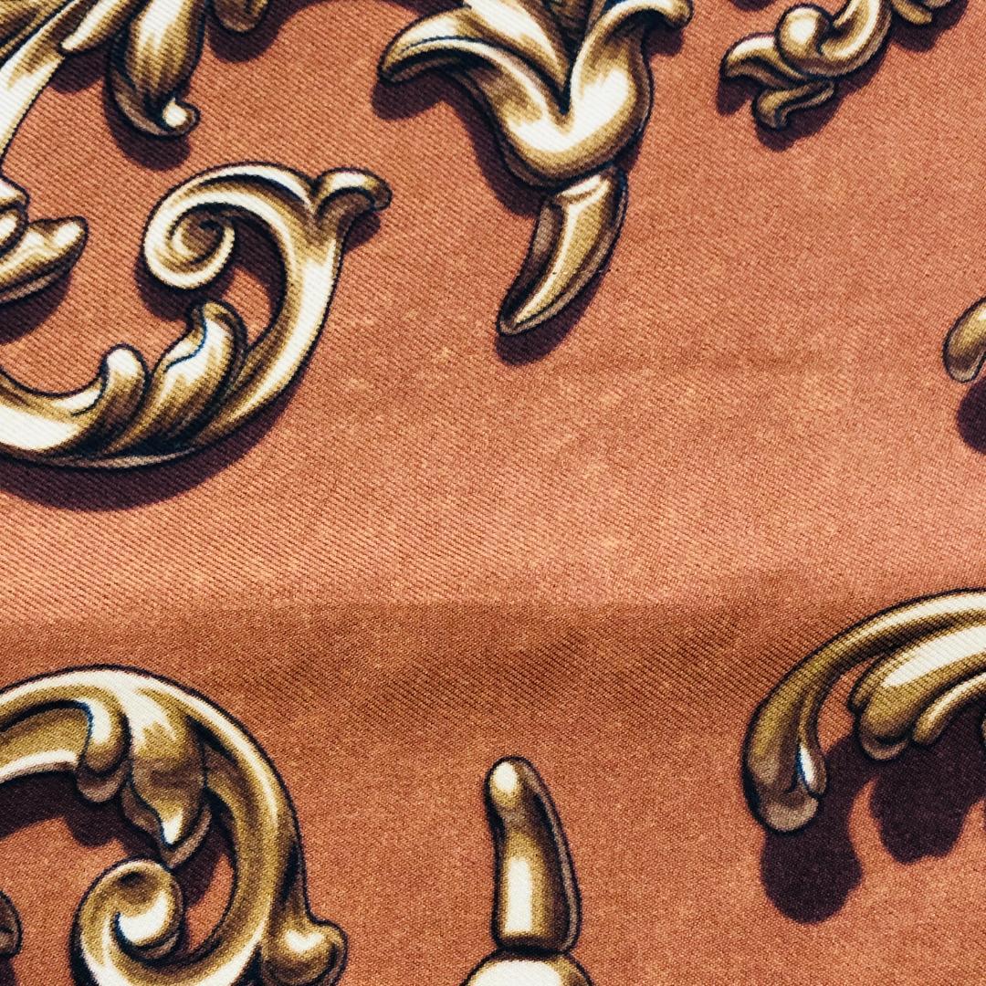 HERMES エルメス カレ90 金の馬車 スカーフ ブラウン系 タグなし