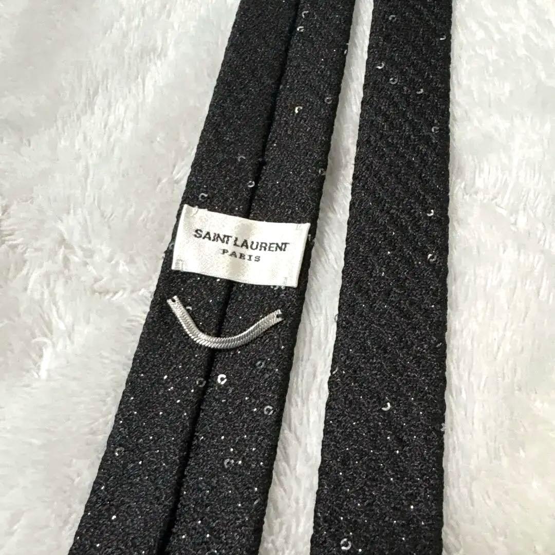 Saint Laurent Paris ネクタイ ナロータイ ソリッド ラメ