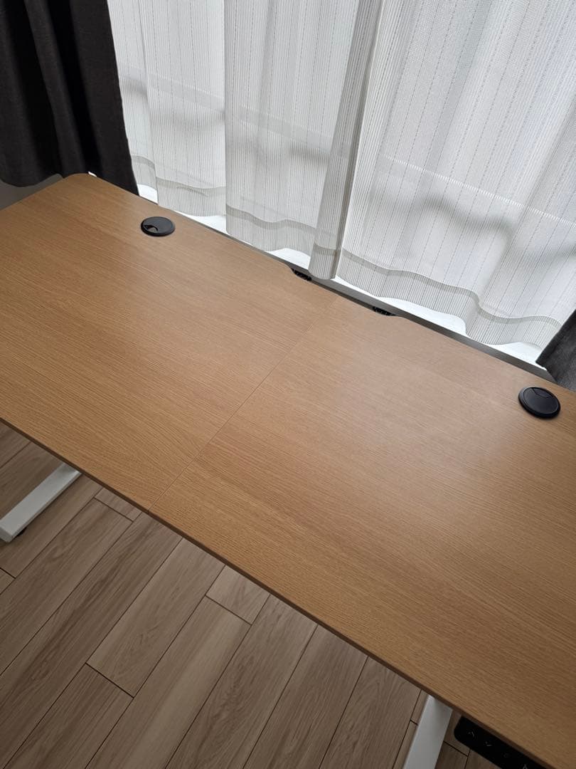組み立て不要 Flexispot 140×60 電動昇降機能付きデスク オーク