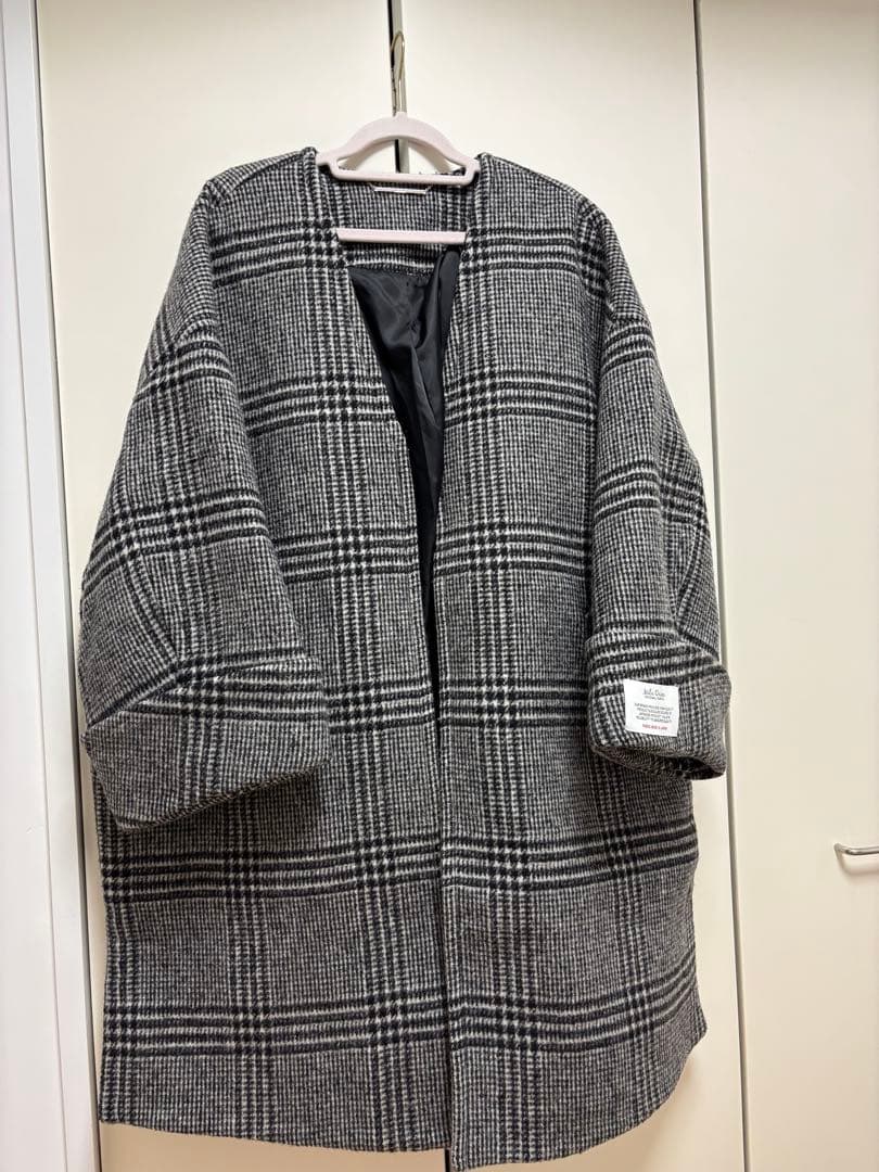 グレー系チェック オーバーサイズ チェスターコート