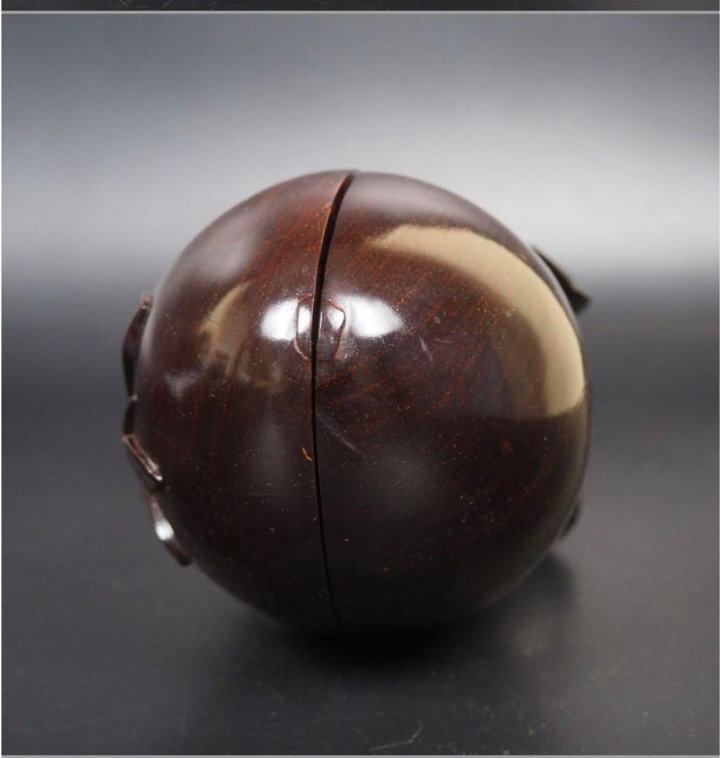 送料無料　時代物　唐木黄花梨（沈水）透かし彫り茄子形蓋物　美品