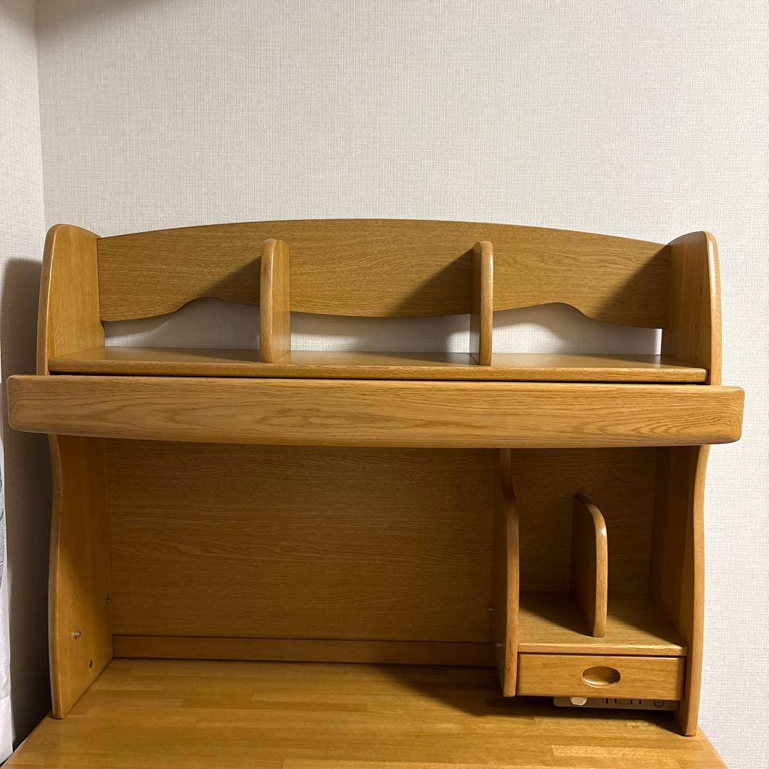送料込②学習机用本棚　収納式ライト付