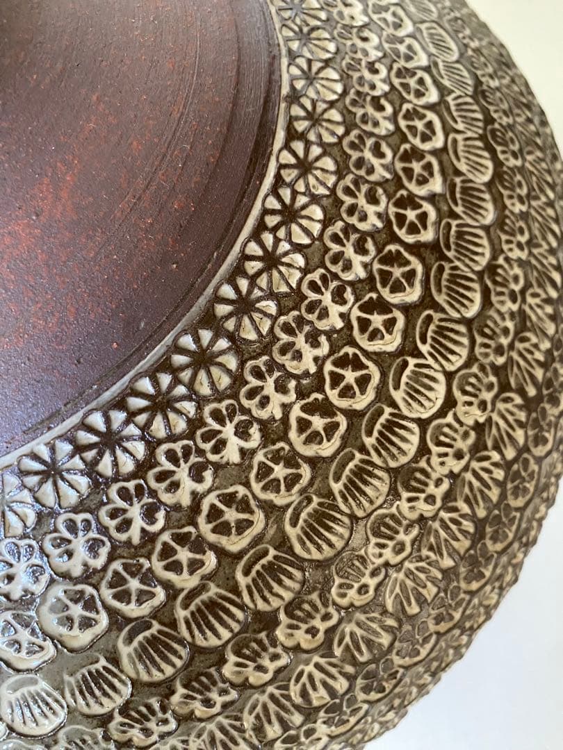 花器　陶器　三島焼　花瓶　印花模様　工芸品