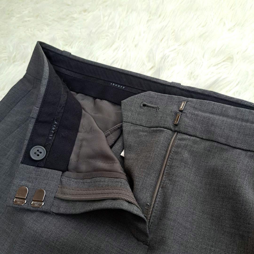 【Theory】ノーカラージャケット　パンツ　セットアップスーツ　グレー
