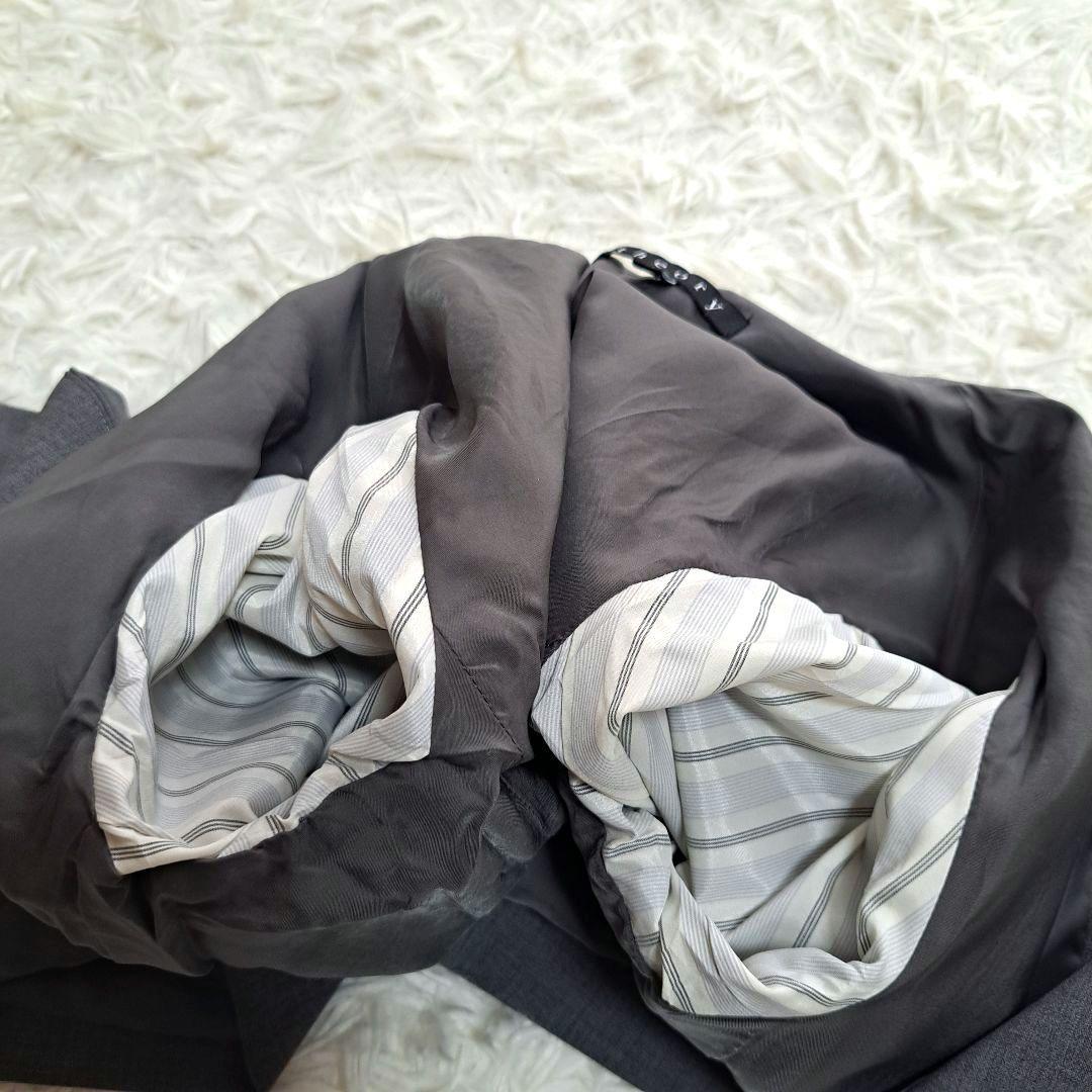 【Theory】ノーカラージャケット　パンツ　セットアップスーツ　グレー