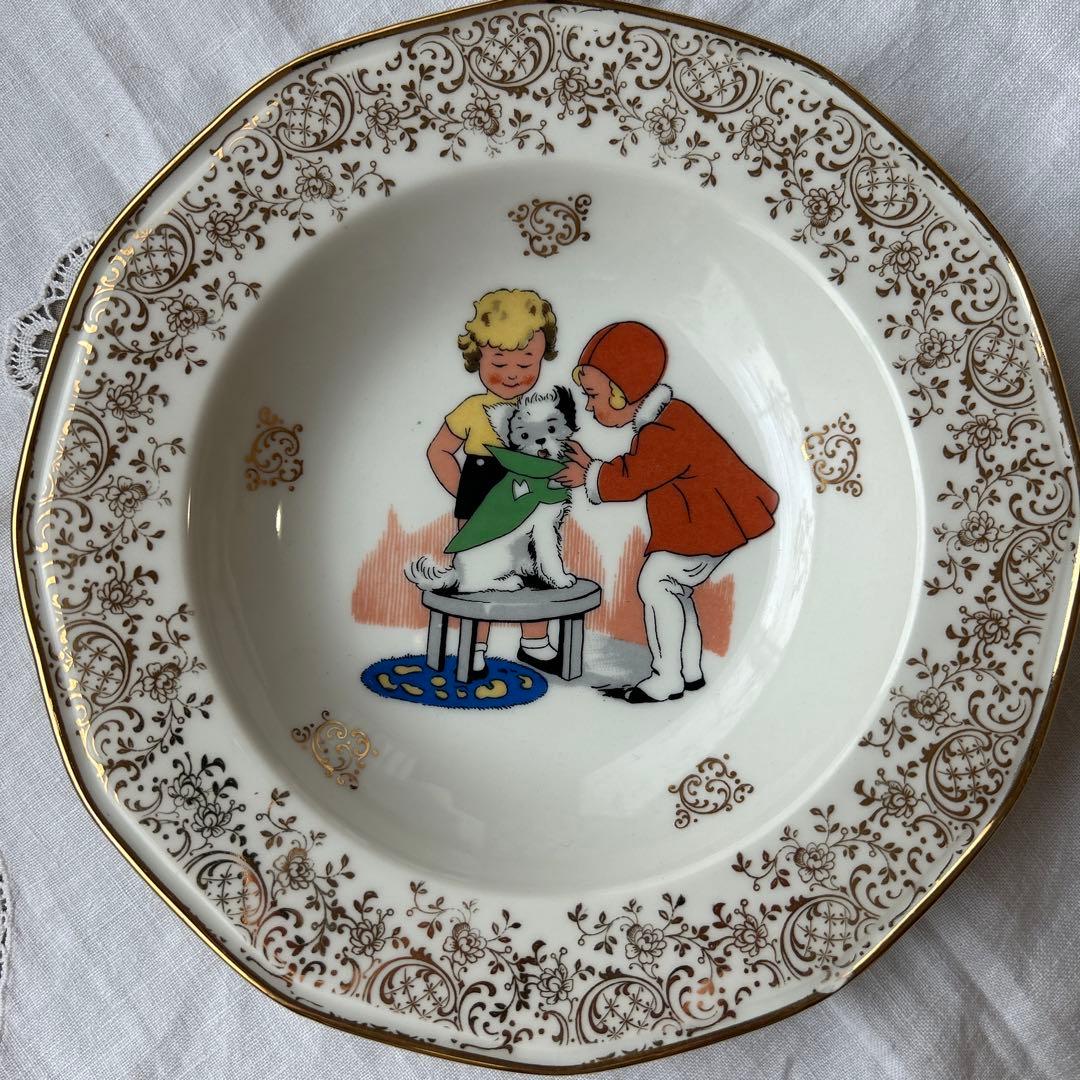 リモージュ　子供キッズ柄　プレート皿3枚セット　フランスアンティーク