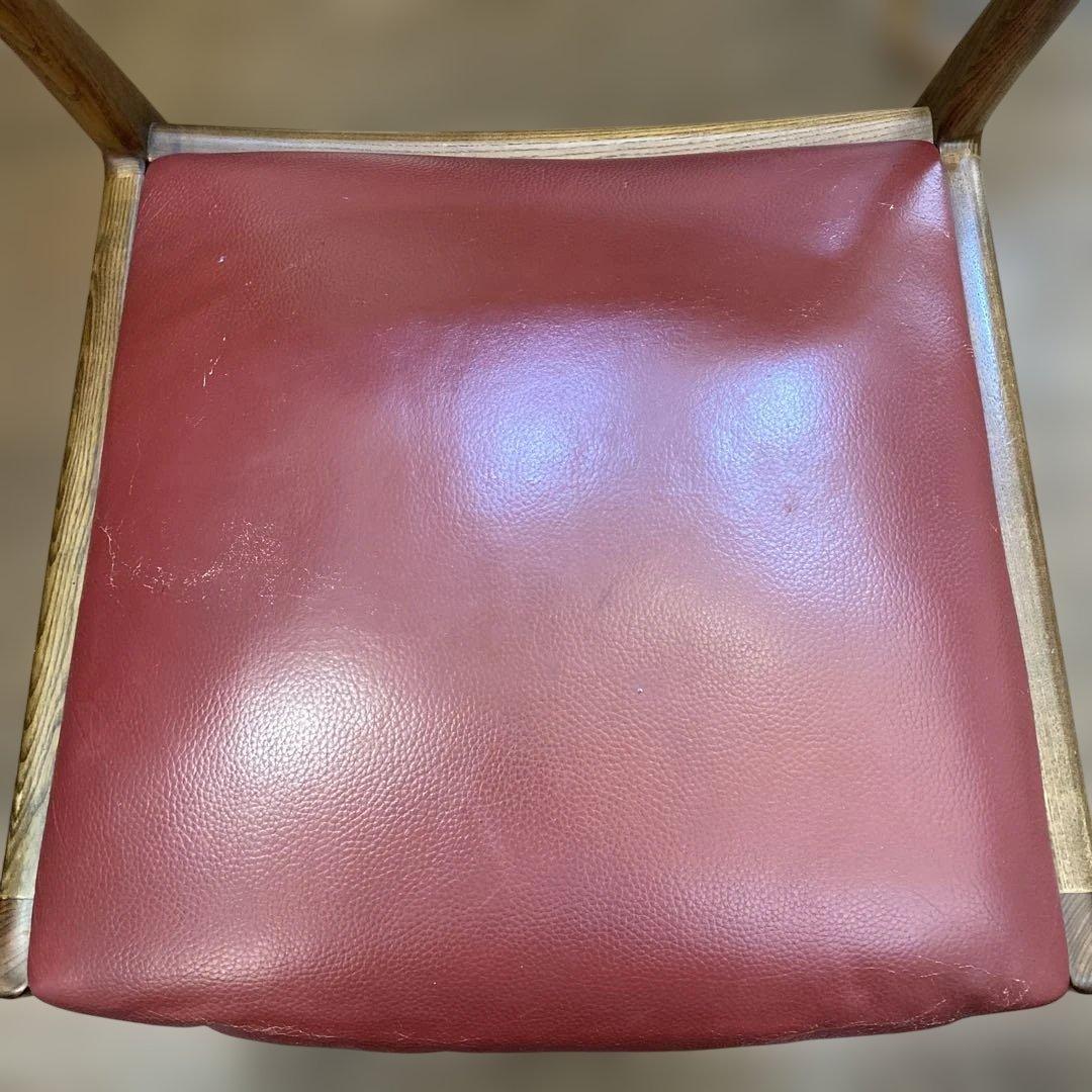 送料込み ヴィンテージ オールド ダイニングチェアー 椅子 木製 レザー 本革