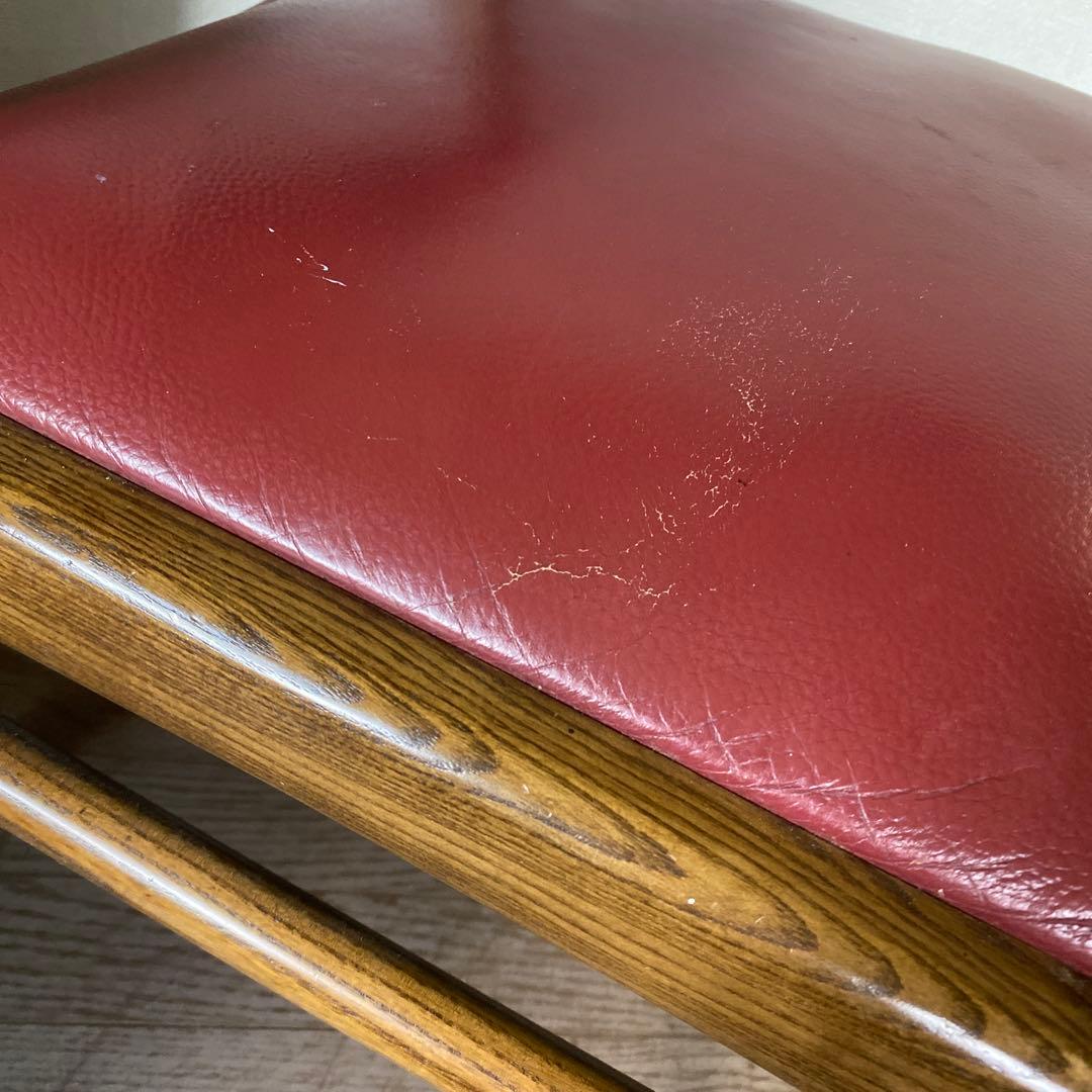 送料込み ヴィンテージ オールド ダイニングチェアー 椅子 木製 レザー 本革