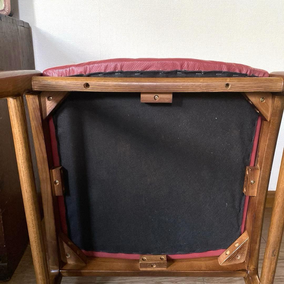 送料込み ヴィンテージ オールド ダイニングチェアー 椅子 木製 レザー 本革