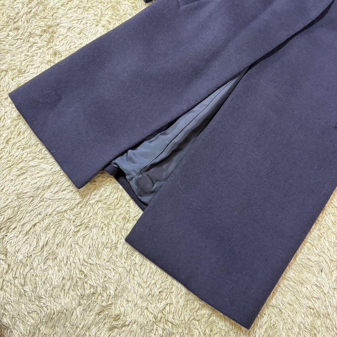 新品 PLST ウールモッサカラーレスコート Sサイズ ネイビー