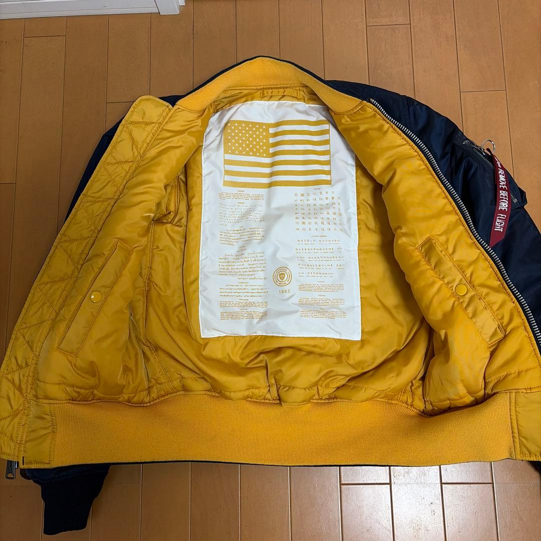 【美品】ALPHA MA-1フライトジャケット ネイビー M ブラッドチット