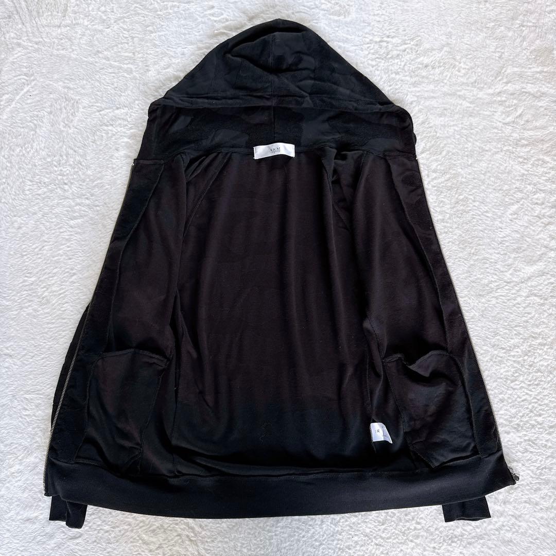 【AKM】セットアップ ジップパーカー パンツ XLサイズ ブラック カモフラ