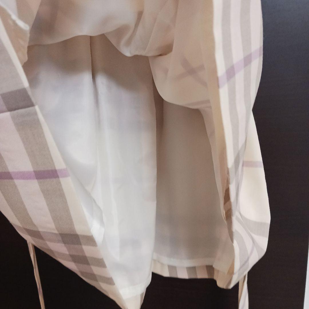 BURBERRY120白チェック柄 半袖ワンピース ベージュ系