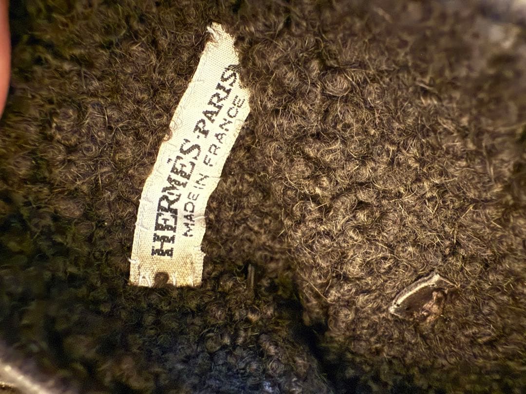 HERMÈS ダークブラウン ムートン　レザー手袋　メンズ