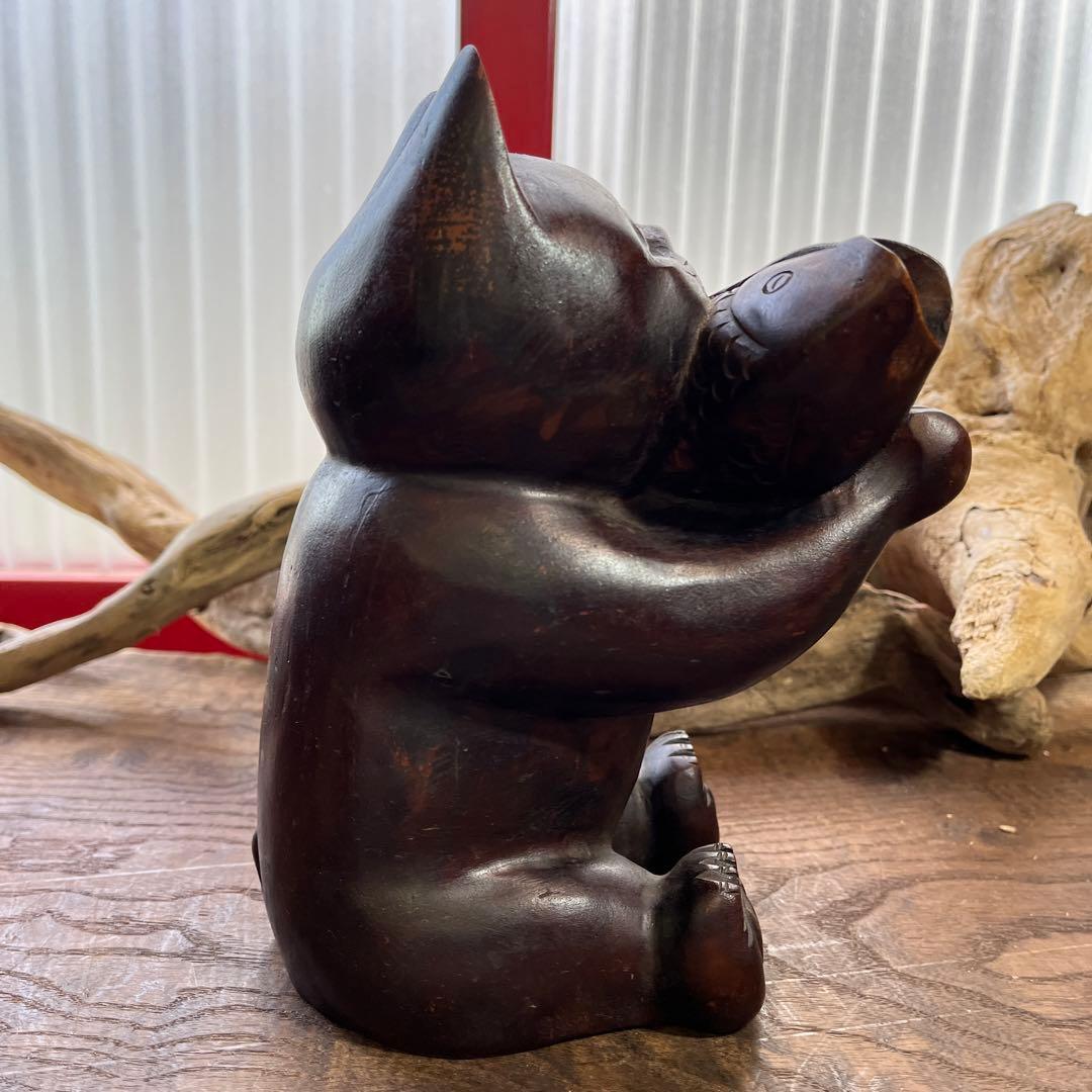 木製／招き猫／置物／縁起物／希少／アンティーク／ヴィンテージ