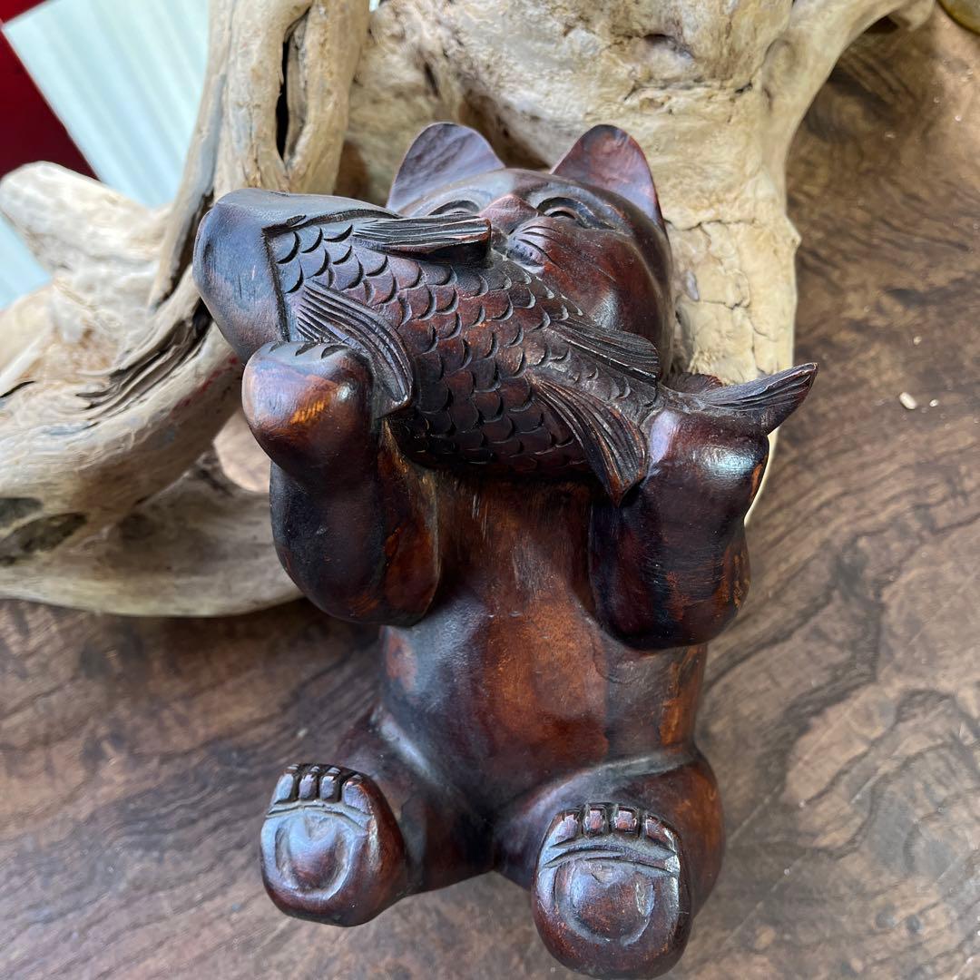 木製／招き猫／置物／縁起物／希少／アンティーク／ヴィンテージ