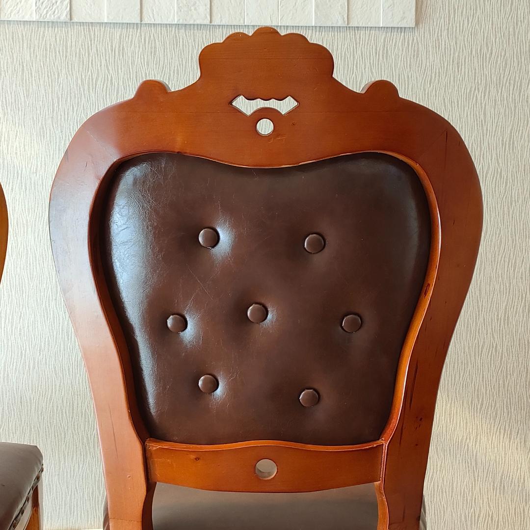 アンティーク　合皮チェア　ダイニングチェア　2脚セット