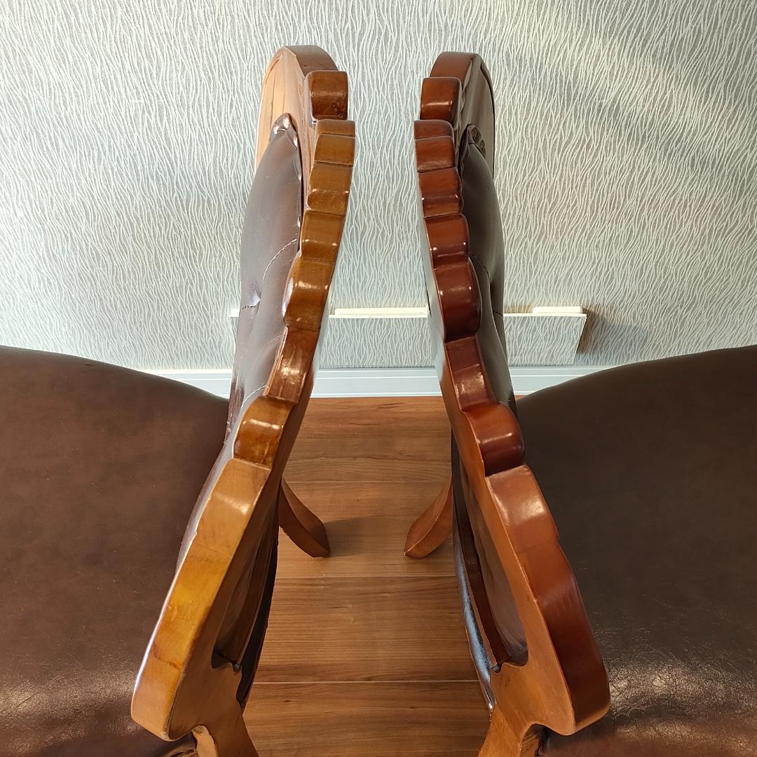 アンティーク　合皮チェア　ダイニングチェア　2脚セット