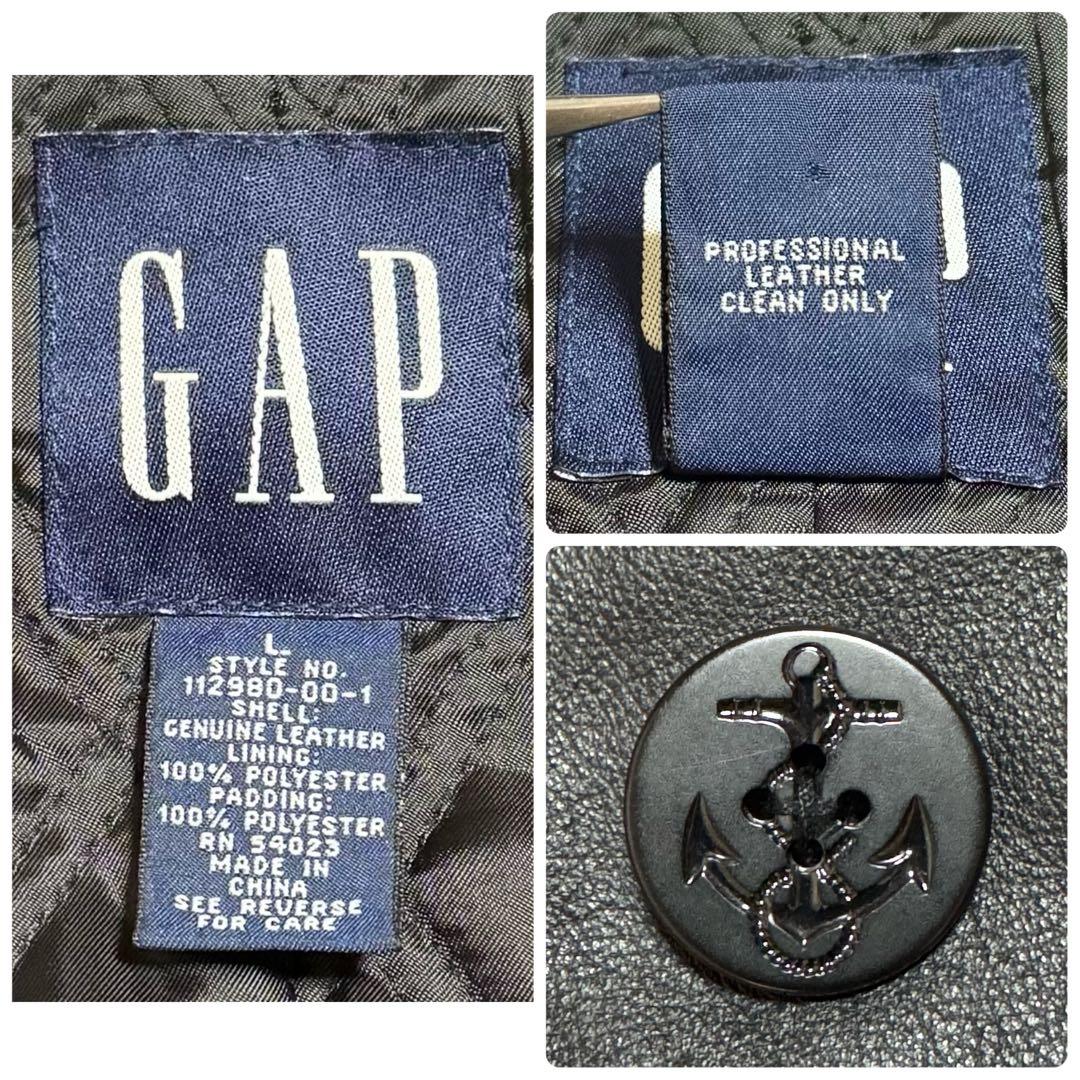 【オーバーサイズ 3L相当】OLD GAP 90s レザーピーコート 本革 黒