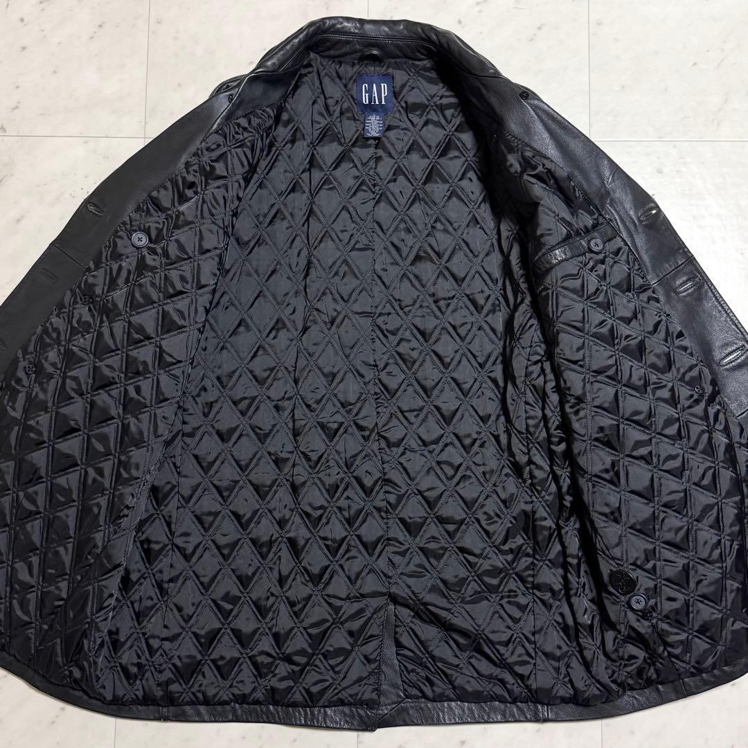【オーバーサイズ 3L相当】OLD GAP 90s レザーピーコート 本革 黒