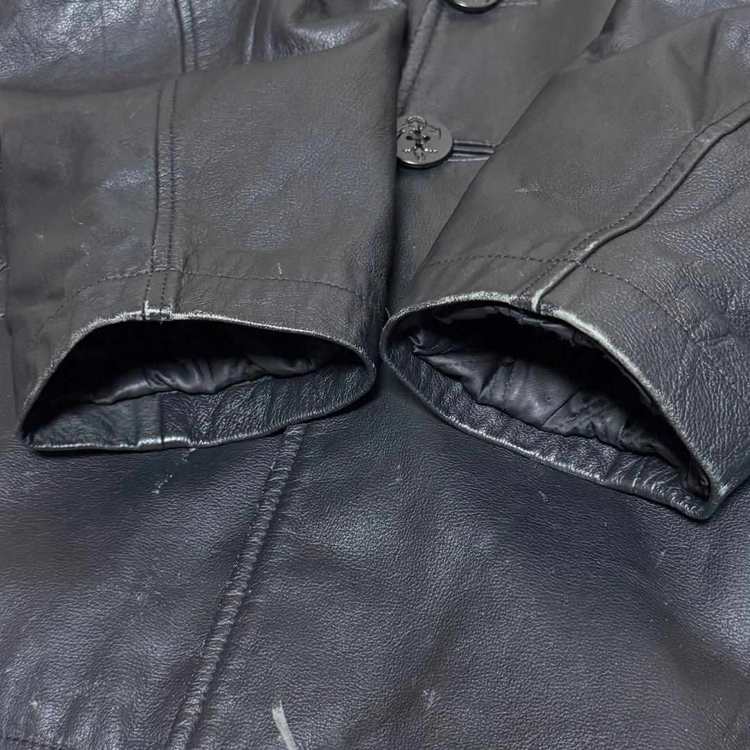 【オーバーサイズ 3L相当】OLD GAP 90s レザーピーコート 本革 黒