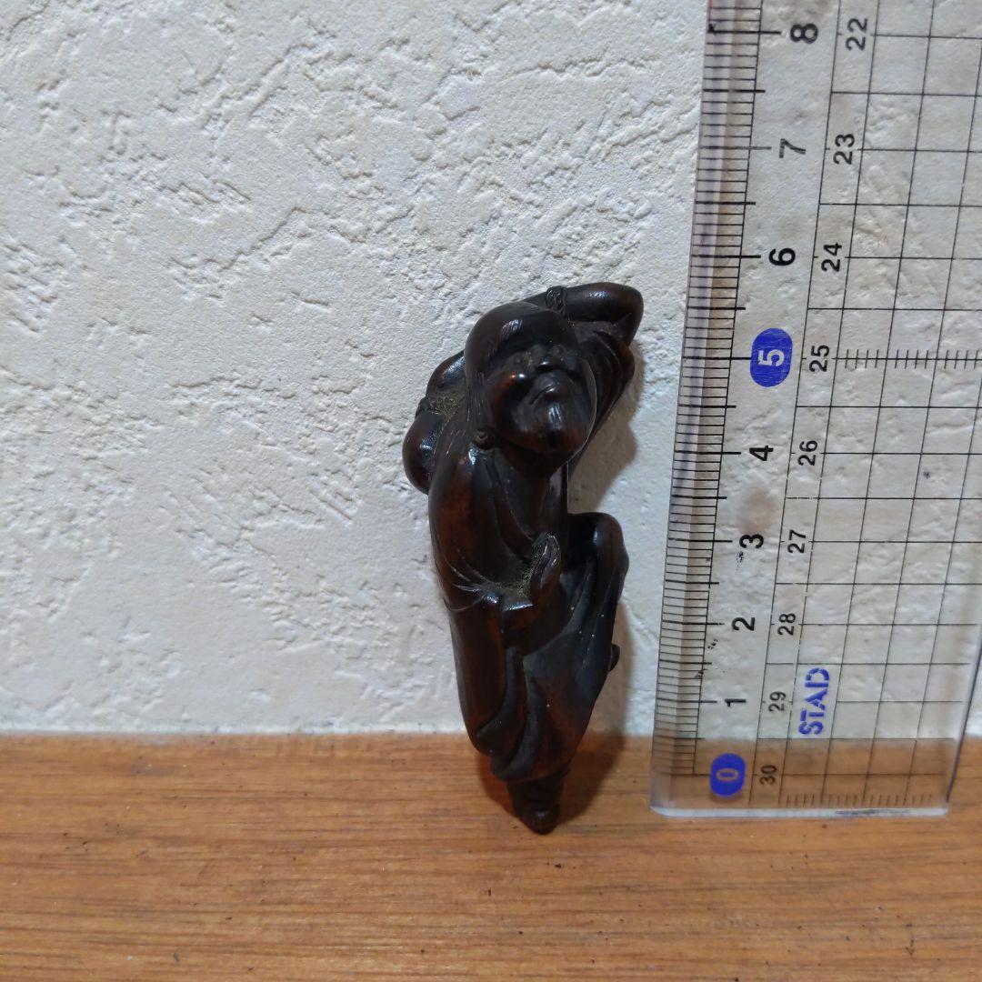 時代提げ物 江戸時代木彫根付 【瓢箪仙人】高さ約5.8cm 重さ約8ｇ 魔除け