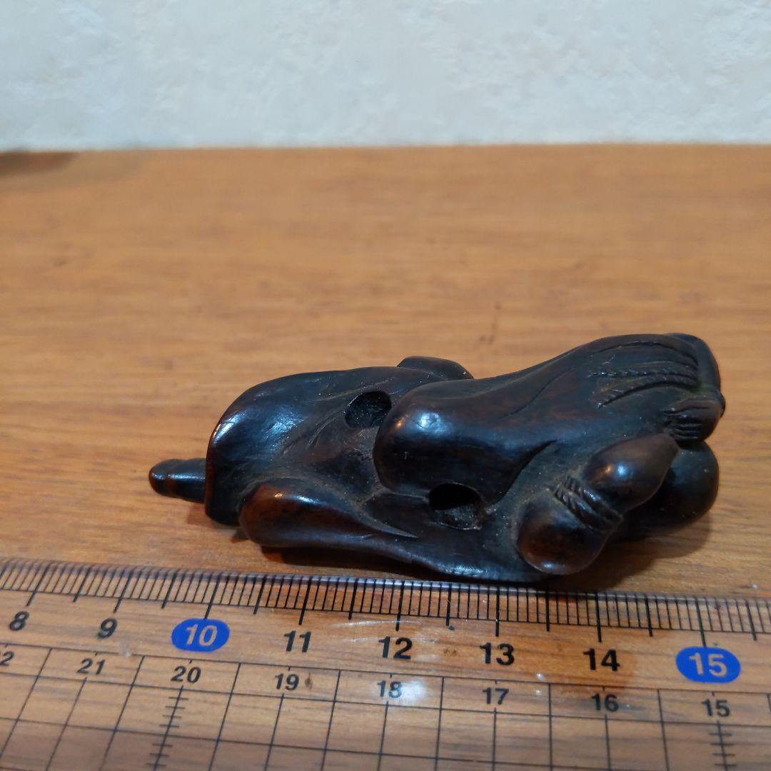 時代提げ物 江戸時代木彫根付 【瓢箪仙人】高さ約5.8cm 重さ約8ｇ 魔除け