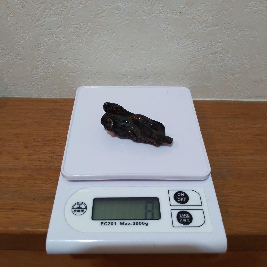 時代提げ物 江戸時代木彫根付 【瓢箪仙人】高さ約5.8cm 重さ約8ｇ 魔除け