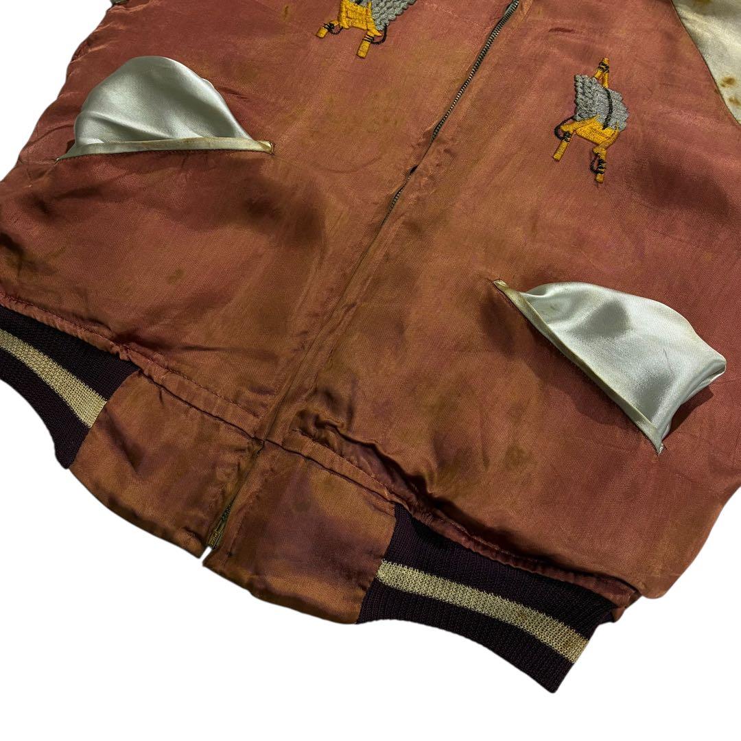 50s 60s KOREA サテン フェイクレザー スカジャン リバーシブル
