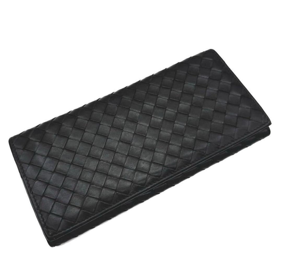 ボッテガヴェネタ イントレチャート 長財布 ダークブラウン カーブレザー メンズ