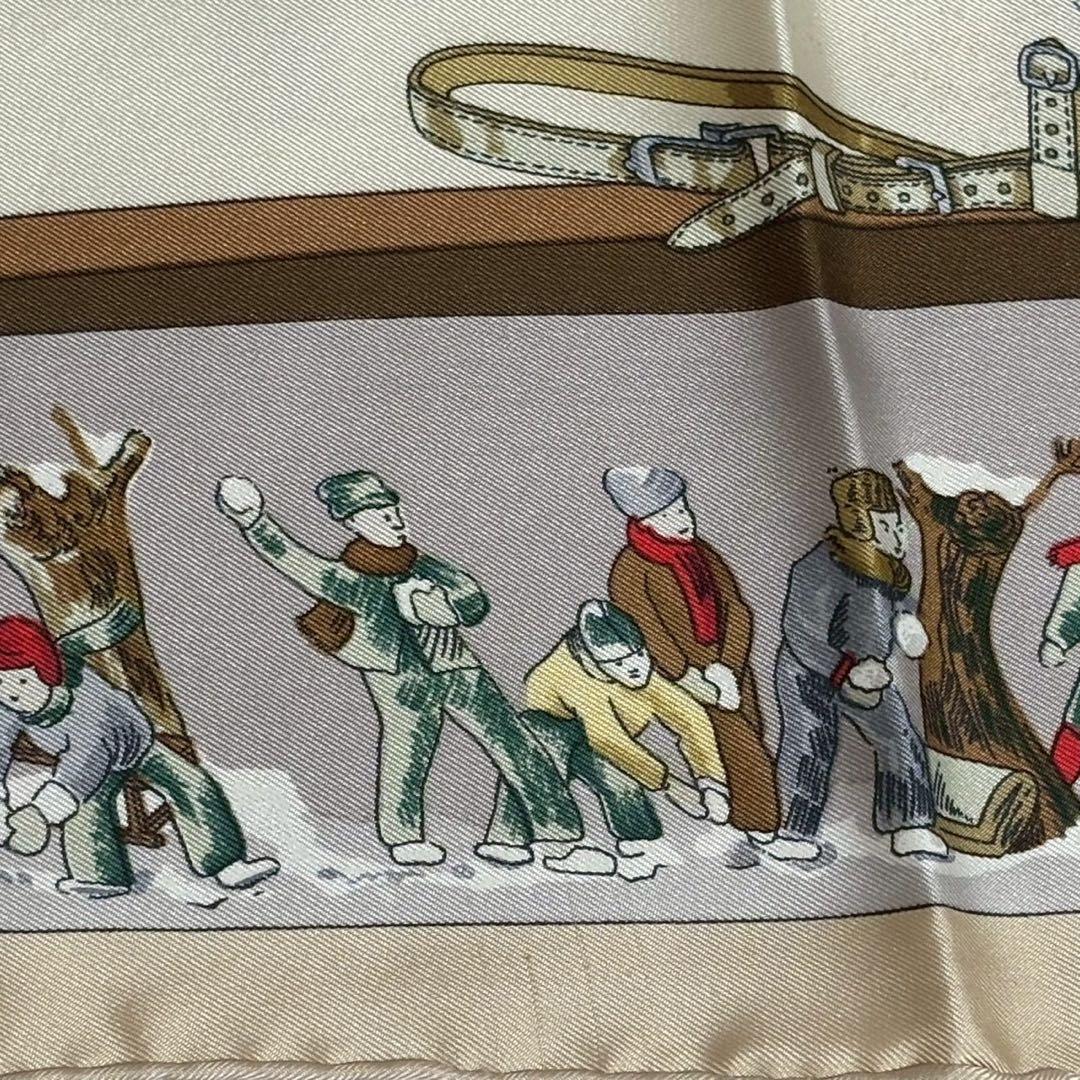 エルメス カレ90 スカーフ 去年の雪 Neige d'Antan ベージュ