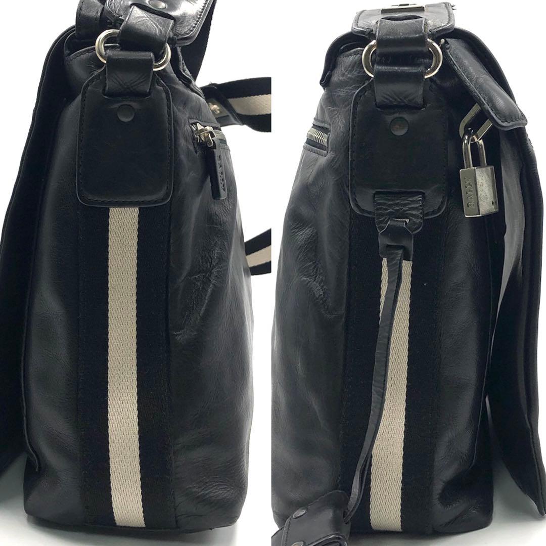 希少 BALLY メッセンジャーバッグ トレスポ A4 鍵付 レザー ブラック