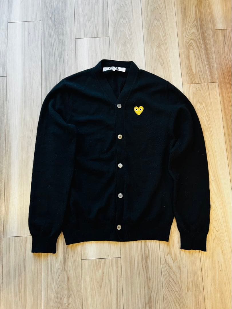 PLAY COMME des GARÇONS 黒カーディガン L：ゴールドラメ