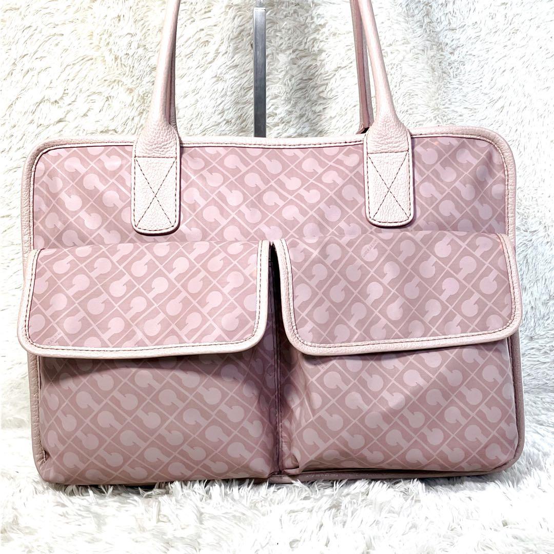 ゲラルディーニ ソフティ トートバッグ ハンド 総柄 ダブルポケット ピンク系