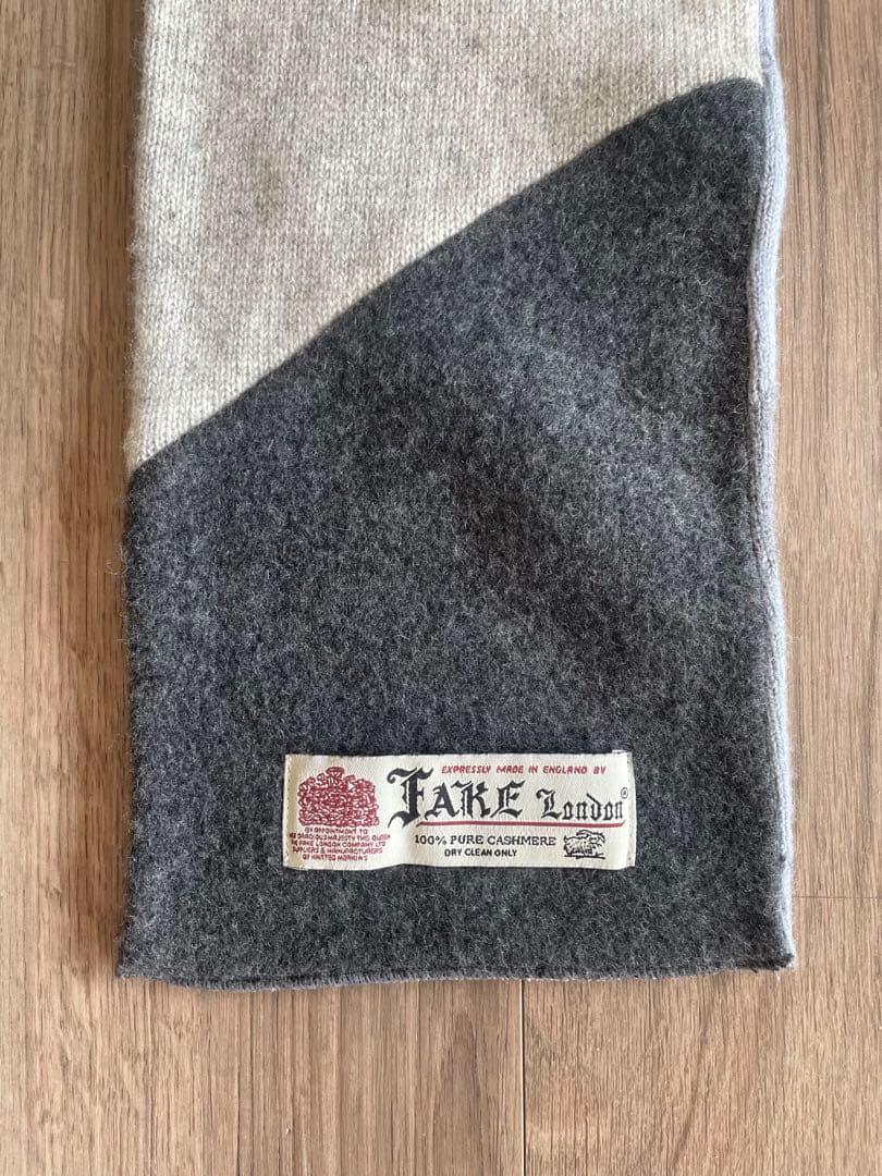超希少！未使用カシミヤ100%FAKE London パッチワークマフラー英国製