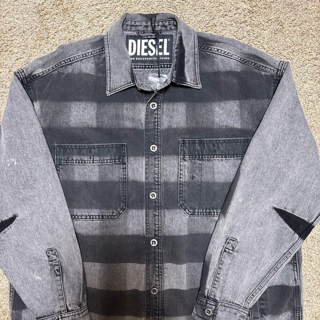 DIESEL チェック柄 デニム長袖シャツ