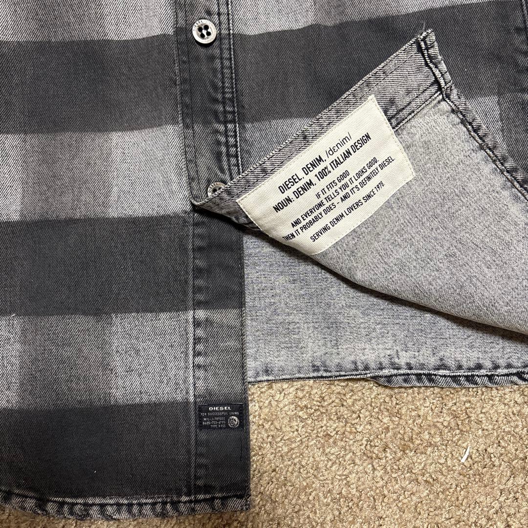 DIESEL チェック柄 デニム長袖シャツ