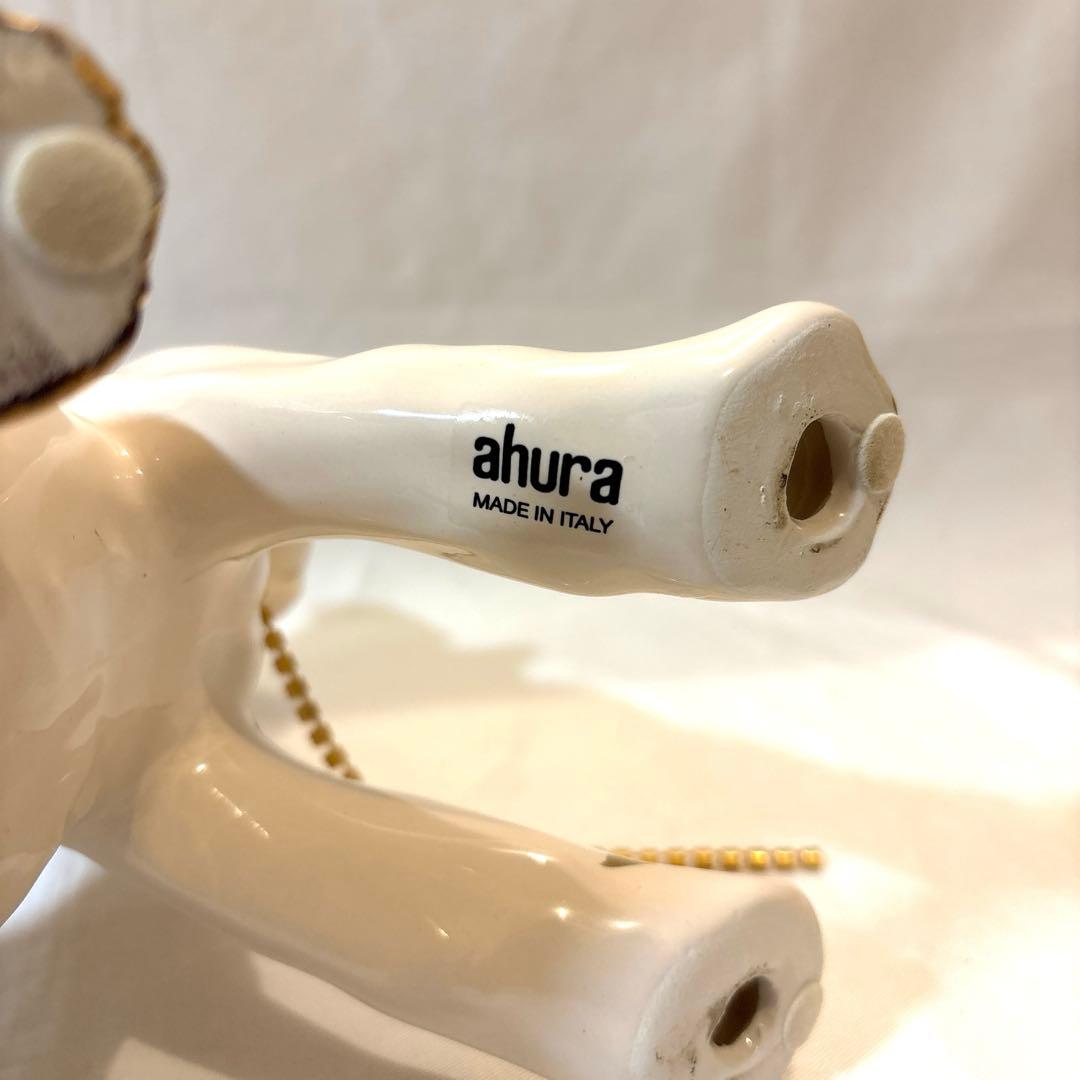24金メッキ、スワロフスキー使用！　AHURA ボクサー犬　置物　イタリア製