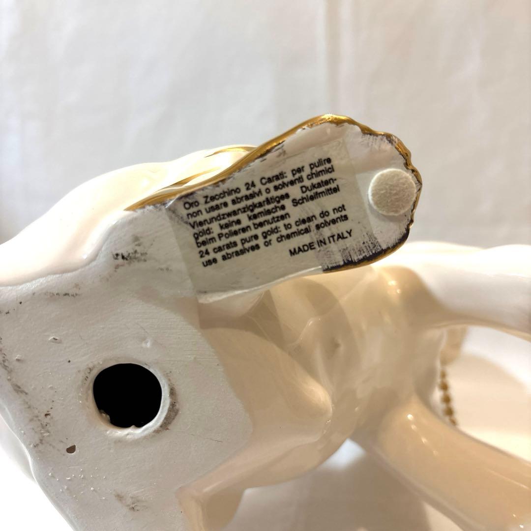 24金メッキ、スワロフスキー使用！　AHURA ボクサー犬　置物　イタリア製