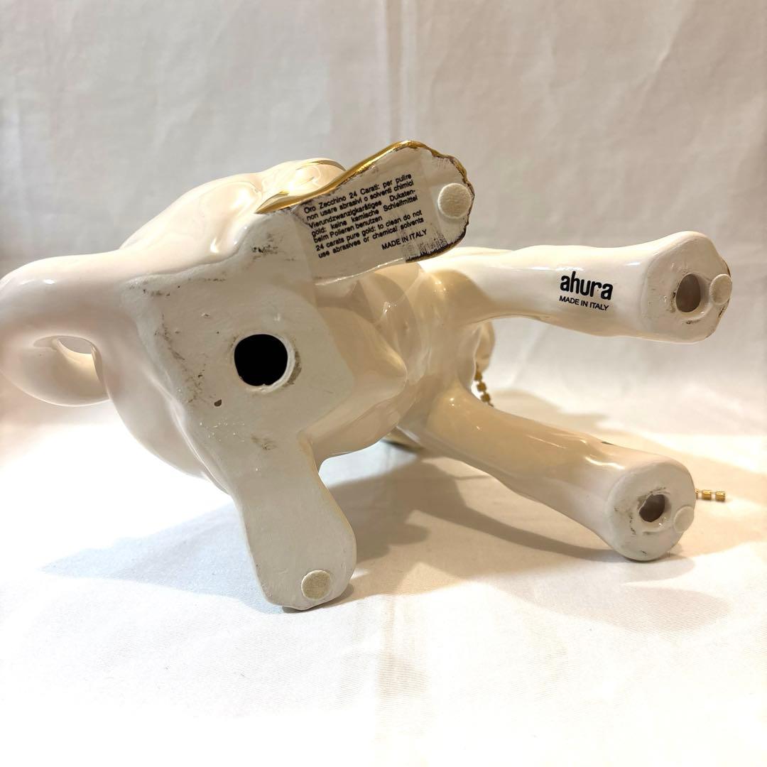 24金メッキ、スワロフスキー使用！　AHURA ボクサー犬　置物　イタリア製