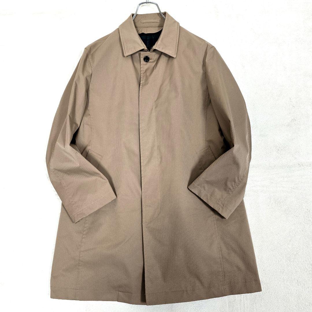 極美品 ジェイプレス ステンカラーコート ライナー付 ピンストライプ ベージュM