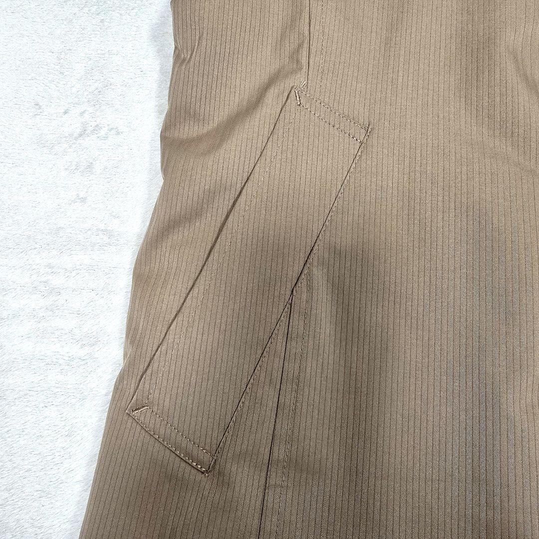 極美品 ジェイプレス ステンカラーコート ライナー付 ピンストライプ ベージュM