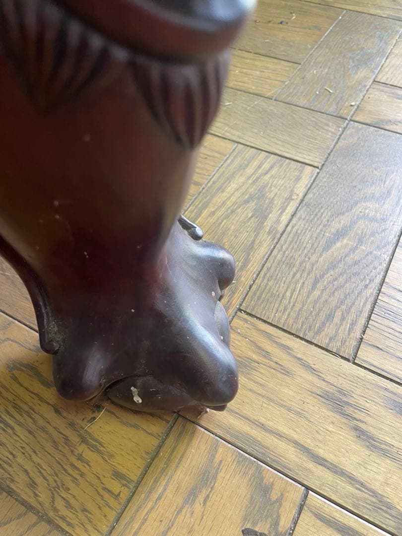 高級唐木　獅子龍彫刻付き漆仕上げ長座卓　150センチ幅テーブル一枚板　座卓