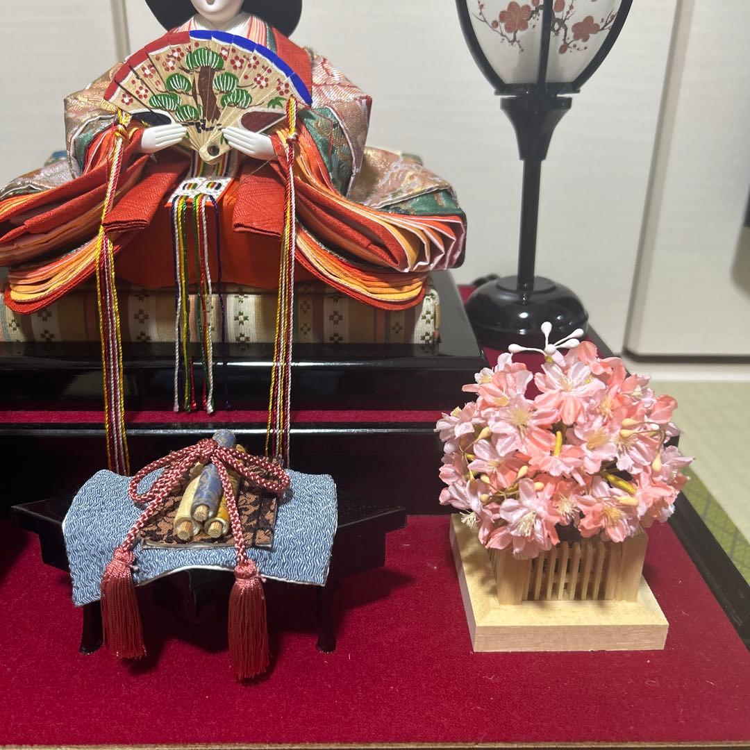 雛人形セット 平安春峰作　和風ランプガラスケース付き