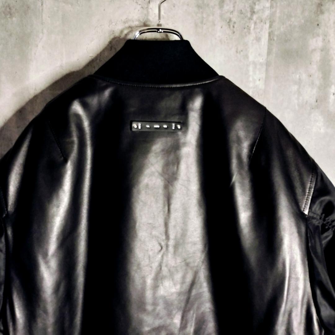 新品タグ★クライミー 羊革 ナイロン切替 MA-1 レザーボンバージャケット L